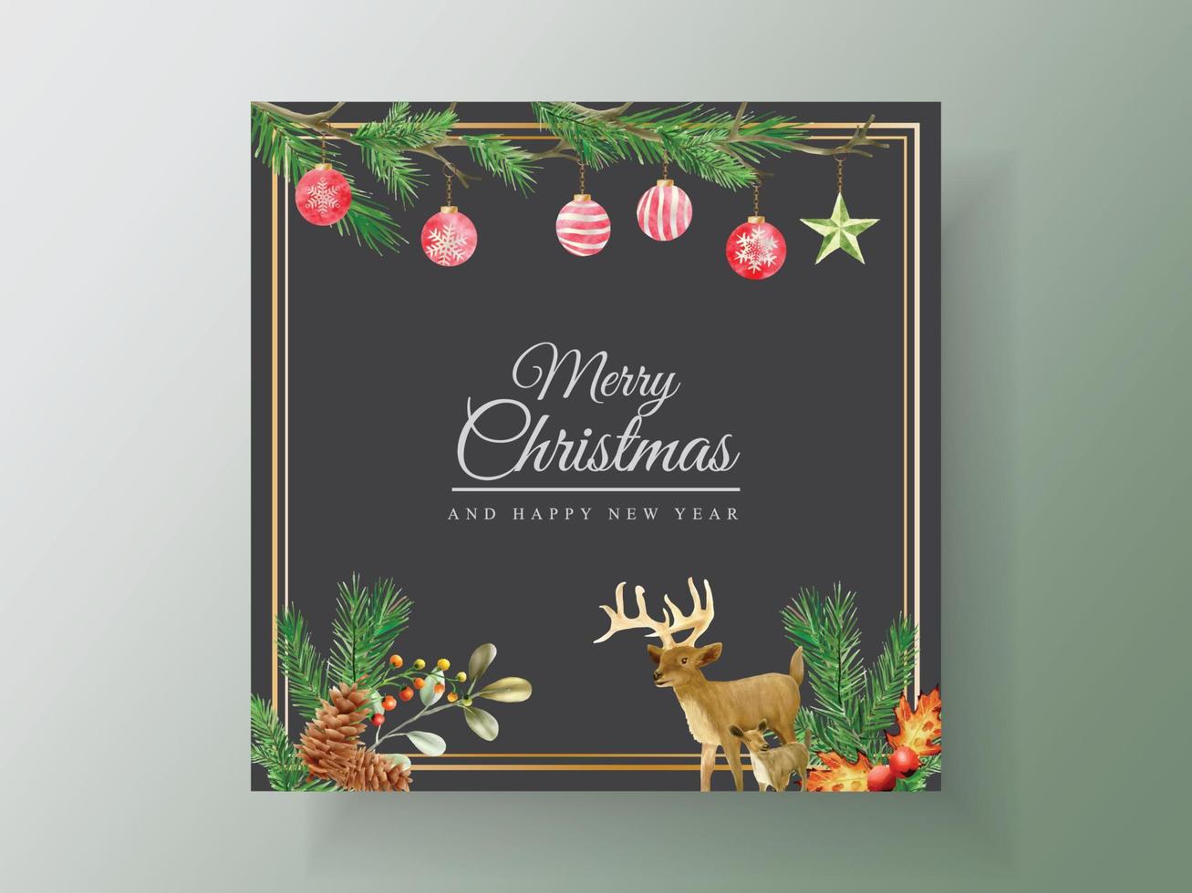 elegante Kartenvorlage Weihnachtsthema vektor