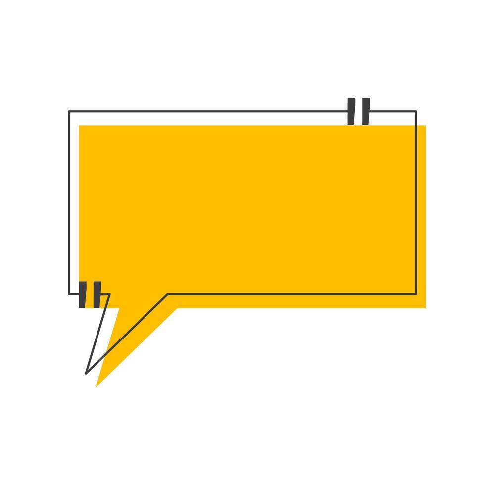 pratbubbla för meddelanden i sociala medier i form av en lång gul rektangel med svarta abstrakta linjer. vektor illustration element resursdesign