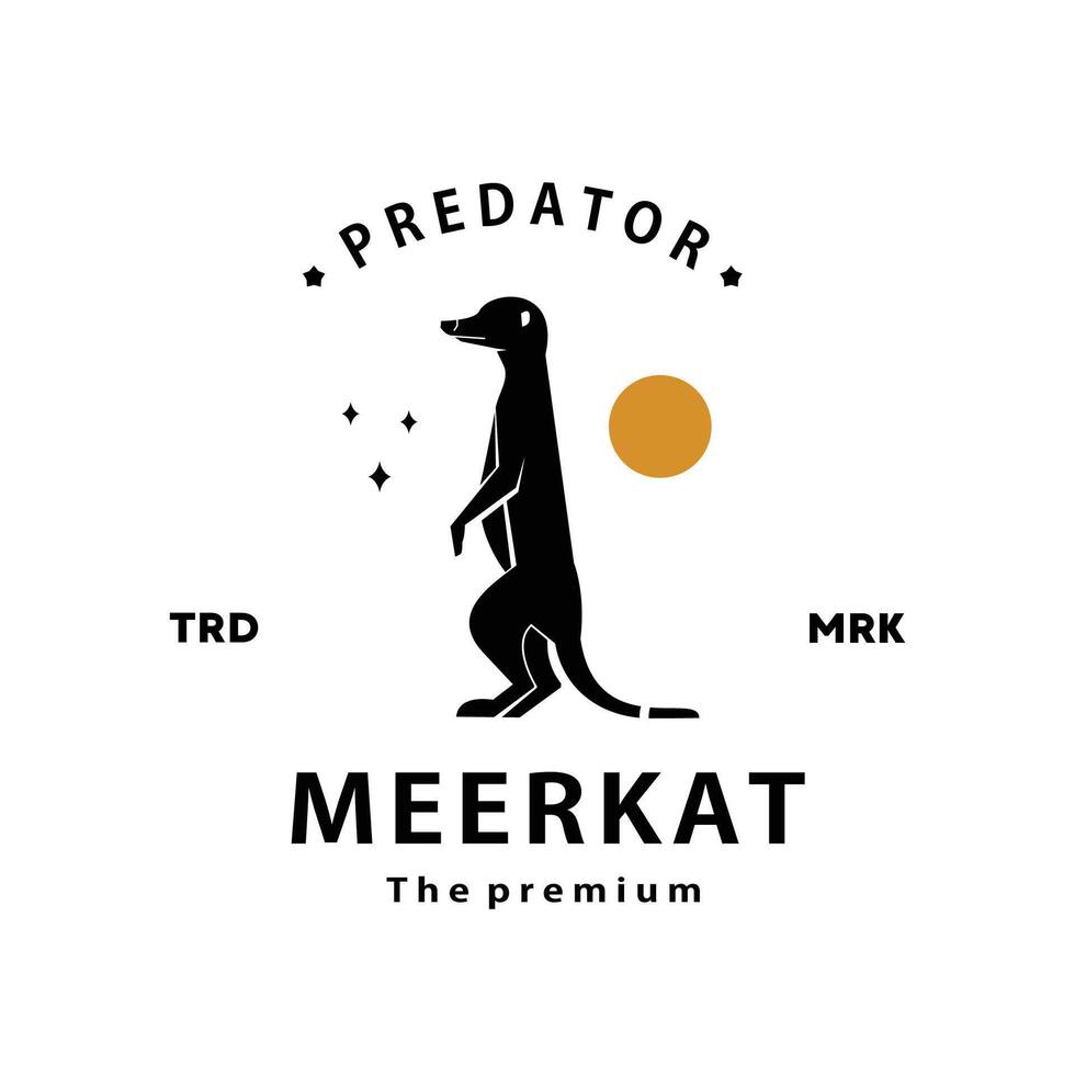 årgång retro hipster meerkat logotyp vektor översikt silhuett konst ikon