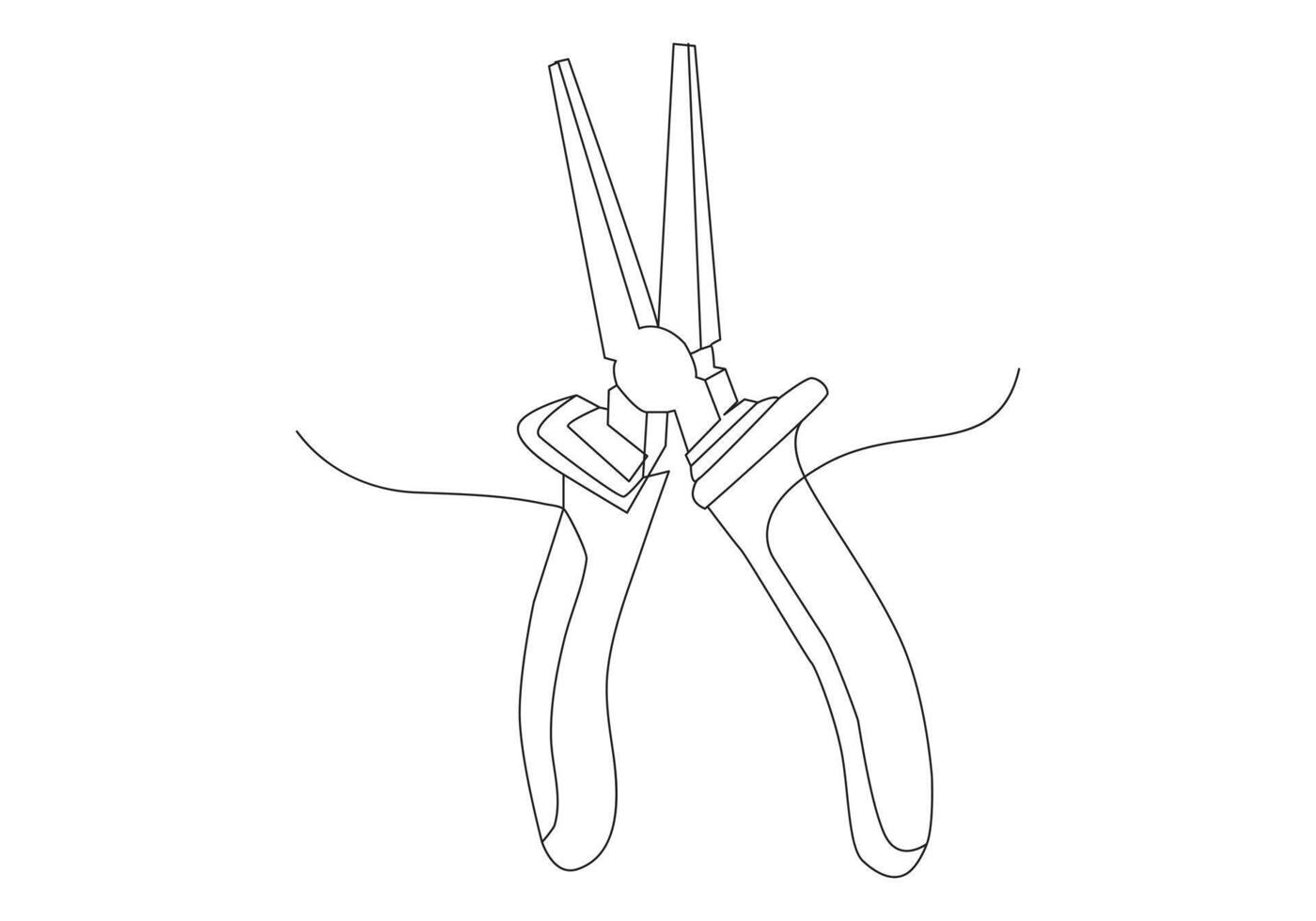 skärande tång i kontinuerlig ett linje teckning Stöd, underhåll. hand dragen vektor illustration