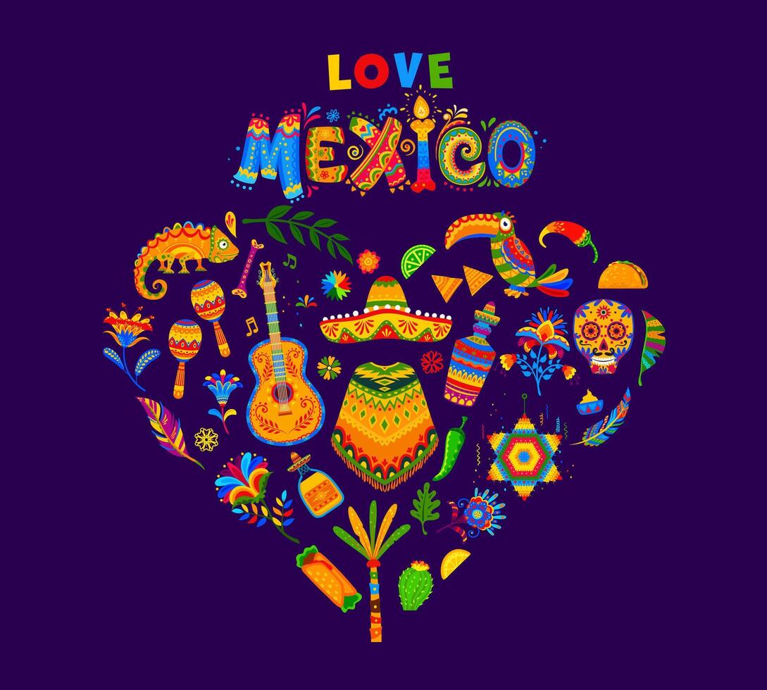 ich Liebe Mexiko Herz gestalten Konzept Hintergrund vektor