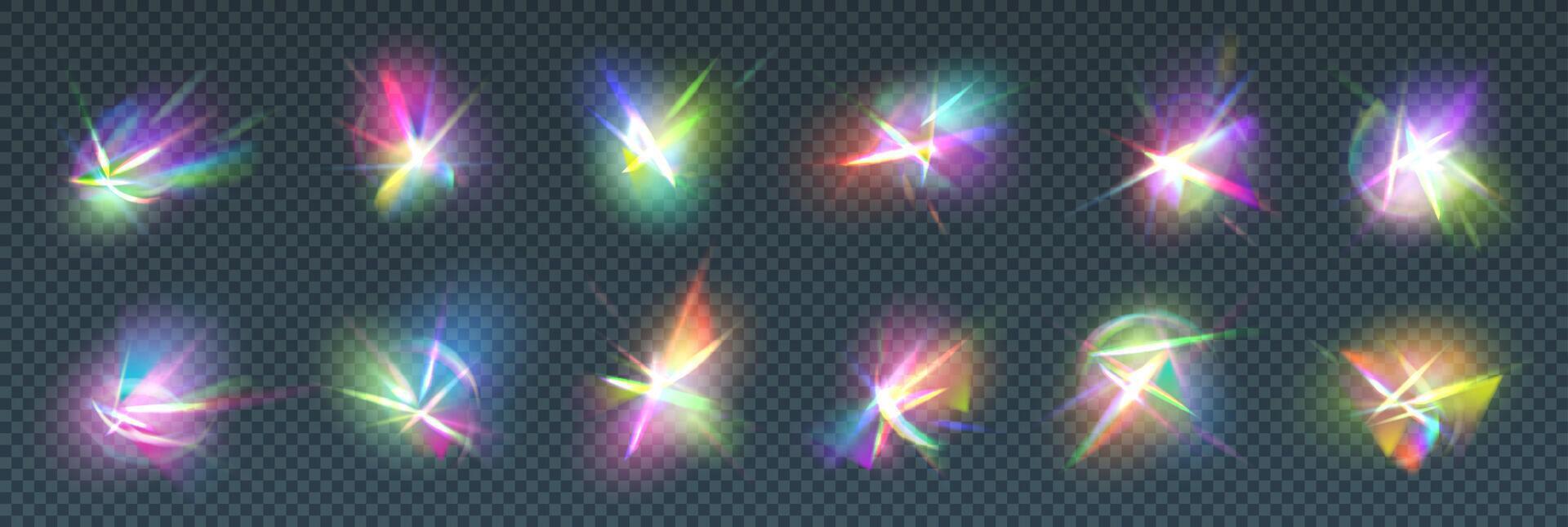 Diamant Kristall, glühen Fackel Regenbogen Licht bewirken vektor