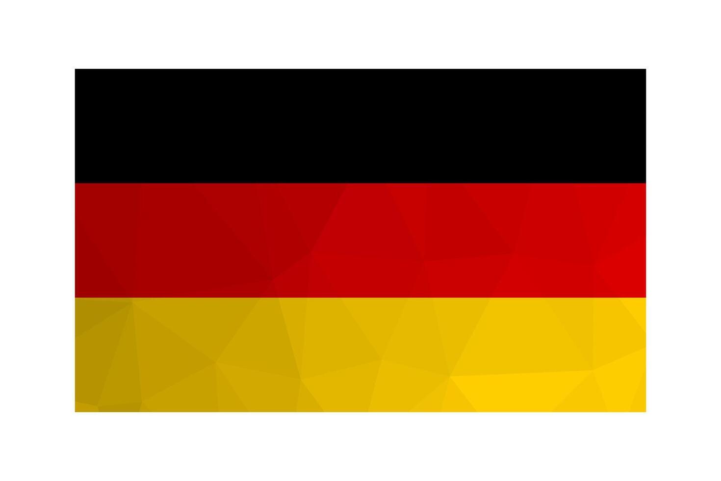 vektor illustration. nationell deutsch flagga med svart, röd, guld Ränder. officiell symbol av statlig republik av Tyskland. kreativ design i låg poly stil med triangel- former. lutning effekt.