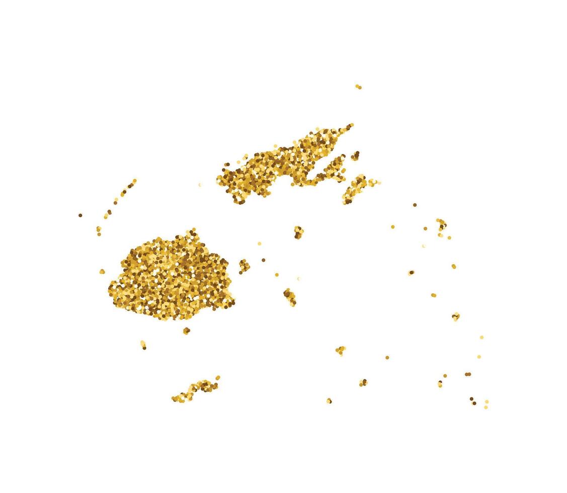 vektor isolerat illustration med förenklad fiji Karta. dekorerad förbi skinande guld glitter textur. ny år och jul högtider dekoration för hälsning kort.