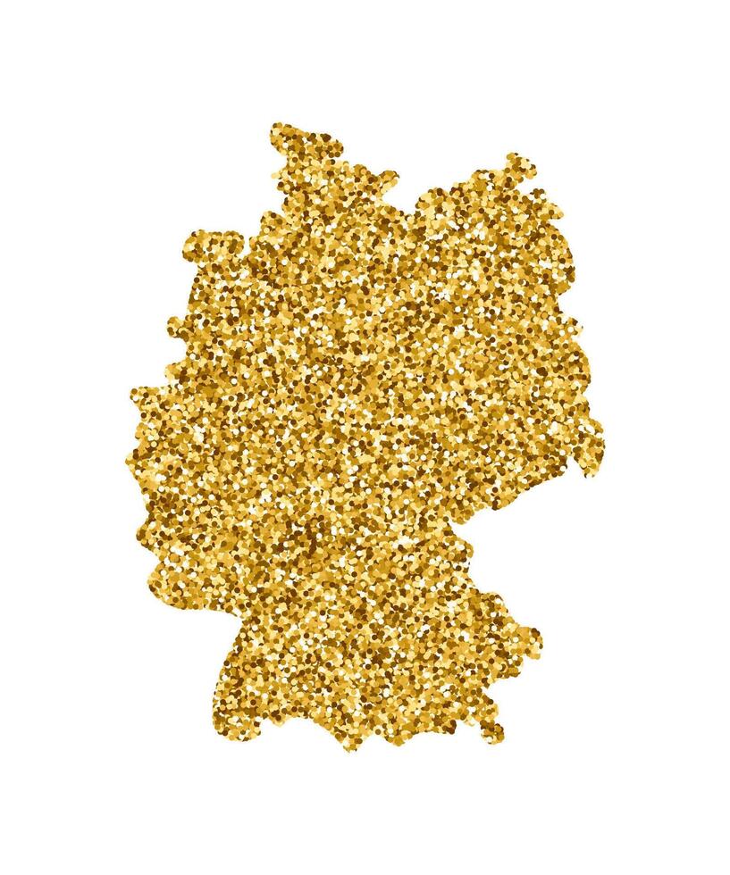 Vektor isoliert Illustration mit vereinfacht Deutschland Karte. dekoriert durch glänzend Gold funkeln Textur. Weihnachten und Neu Jahr Ferien Dekoration zum Gruß Karte.