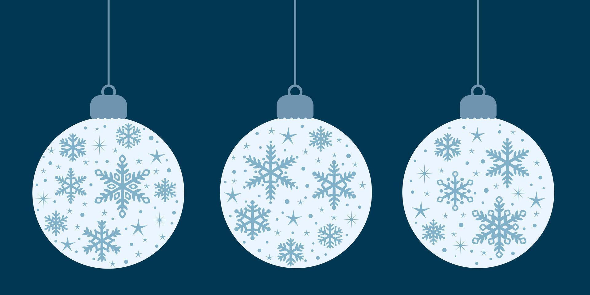 Weihnachten Bälle festlich Ornament Design mit Schnee Flocken, Urlaub Hintergrund Design Element zum Gruß Karten vektor