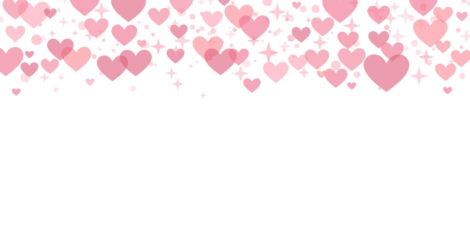 rosa hjärta vektor konfetti, söt baner design för valentine dag firande, hälsning begrepp design