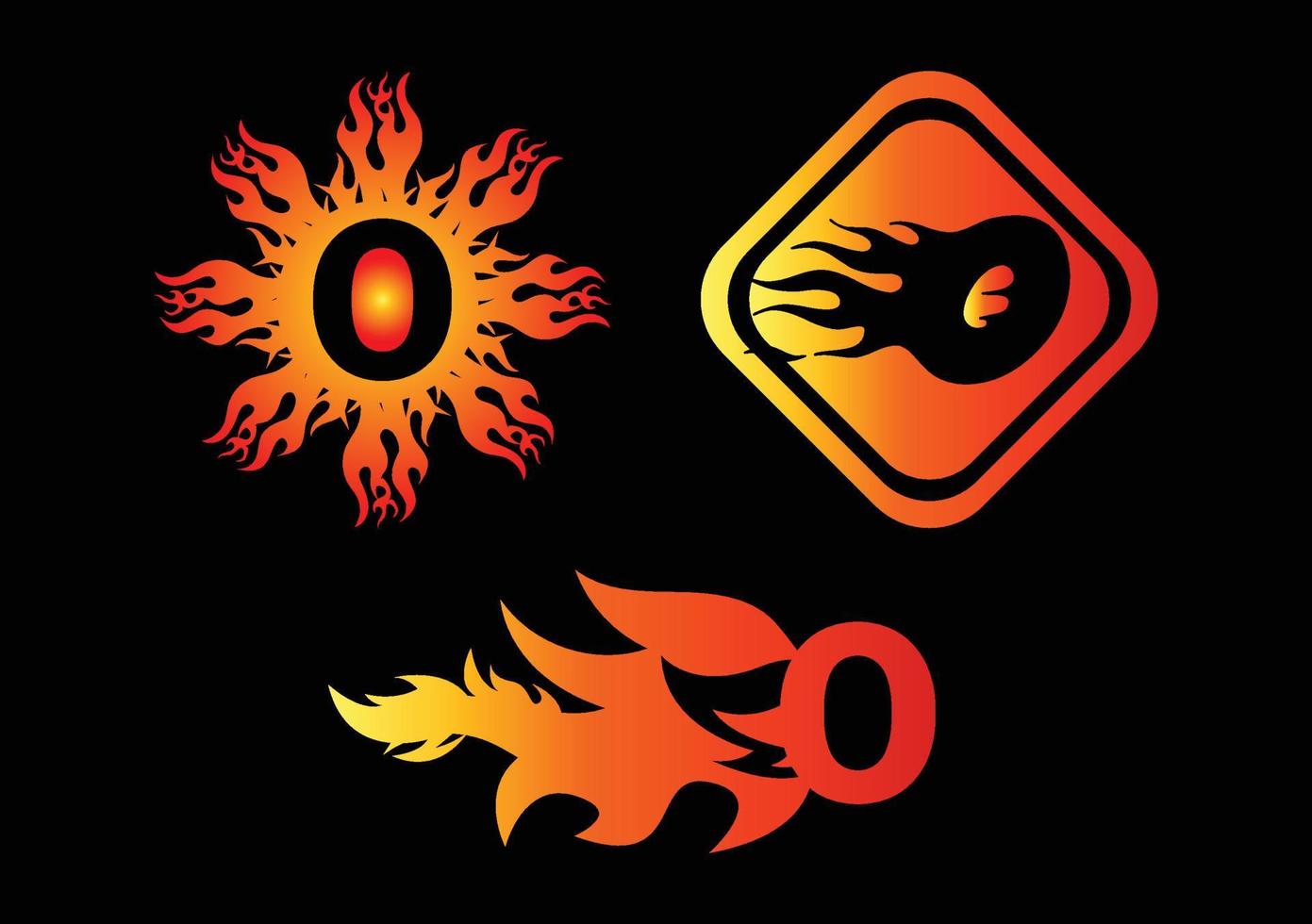 Feuer-o-Brief-Logo und Symbol-Design-Vorlage vektor