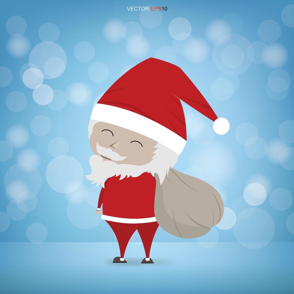 weihnachten weihnachtsmann. lustige Zeichentrickfigur im Hintergrund des Winters elegant mit leicht verschwommenem Bokeh-Hintergrund. Vektor. vektor