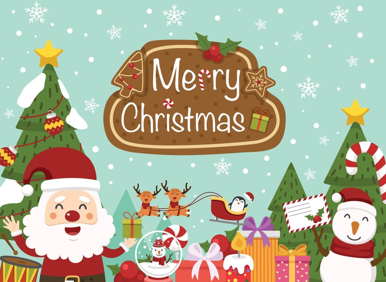 Weihnachtsmann guten Rutsch ins Neue Jahr und frohe Weihnachten Illustrationsvektor vektor