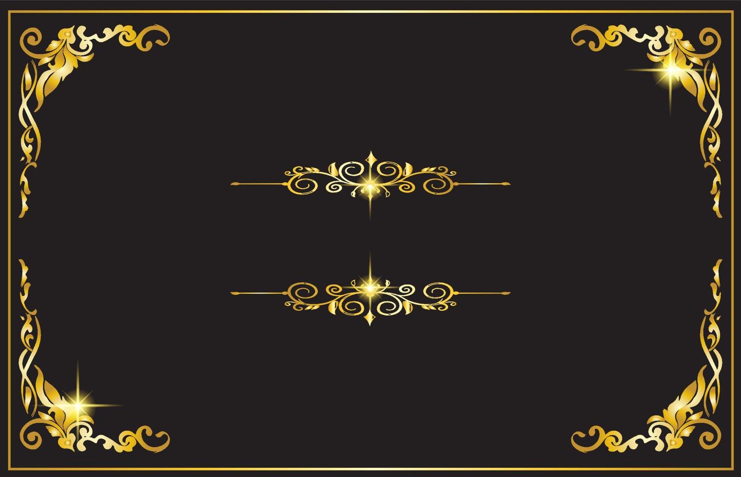 goldener Rahmen mit floraler Eckkontur für Bilder, Dekoration im Vektordesign-Stil für Ihren Text vektor