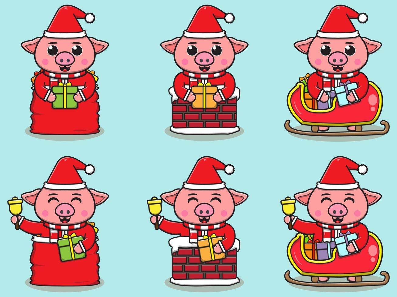 süßes Schwein Weihnachtsmann-Vektor-Illustration vektor