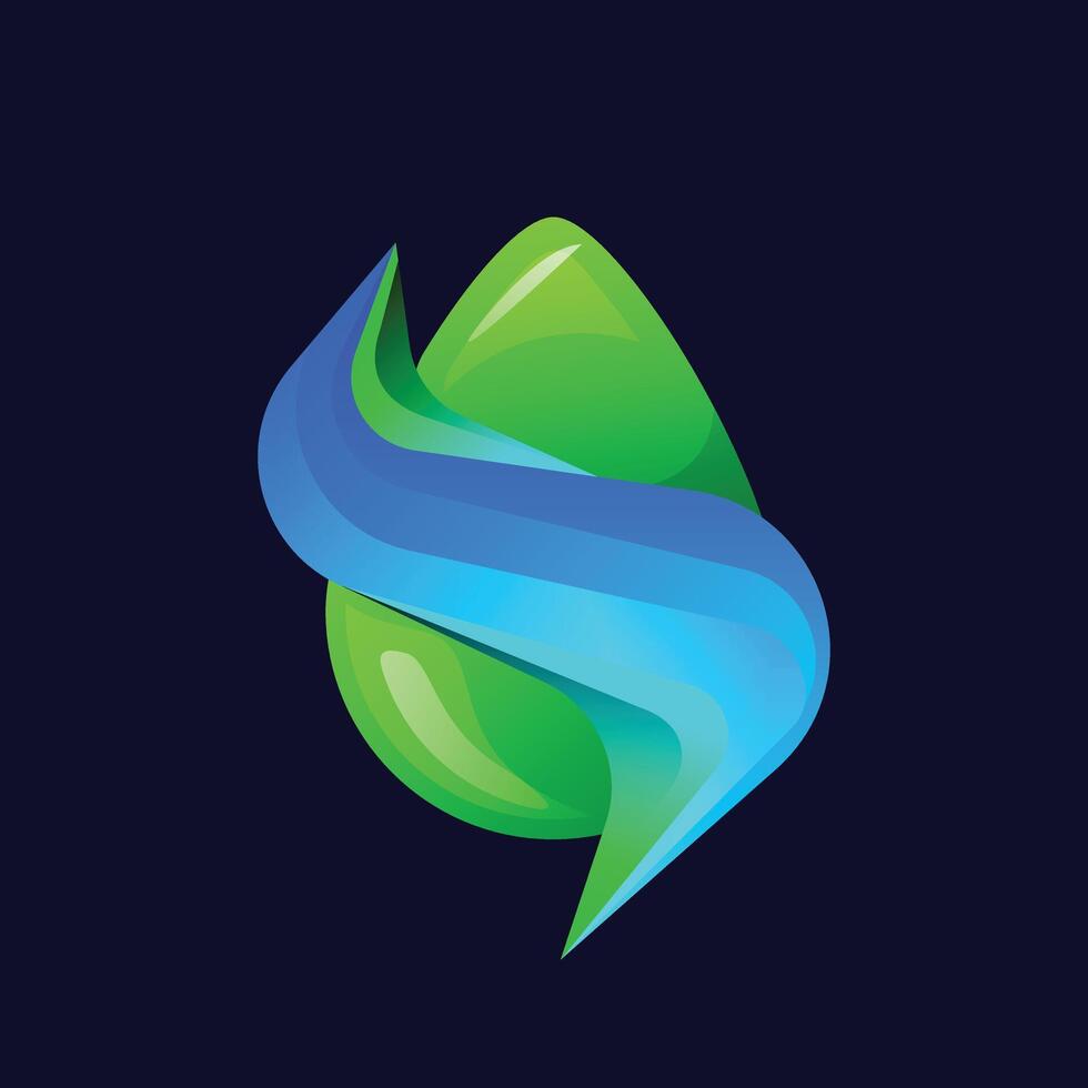 ein Grün und Blau Logo mit ein Welle gestalten Vektor Öl Logo Symbol mit das Strudel