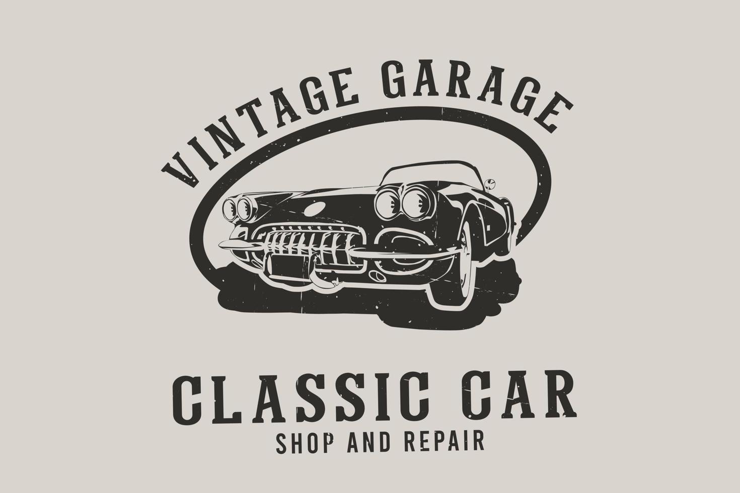 Oldtimer-Garage Oldtimer-Shop und Reparatur-Silhouette-Design vektor