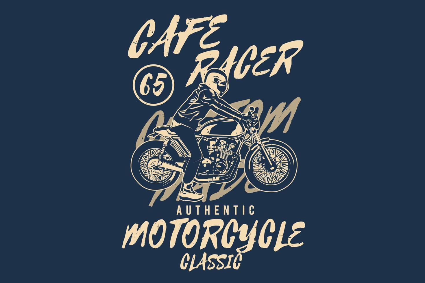 Cafe Racer authentisches Motorrad-Klassiker nach Maß Silhouette-Design vektor