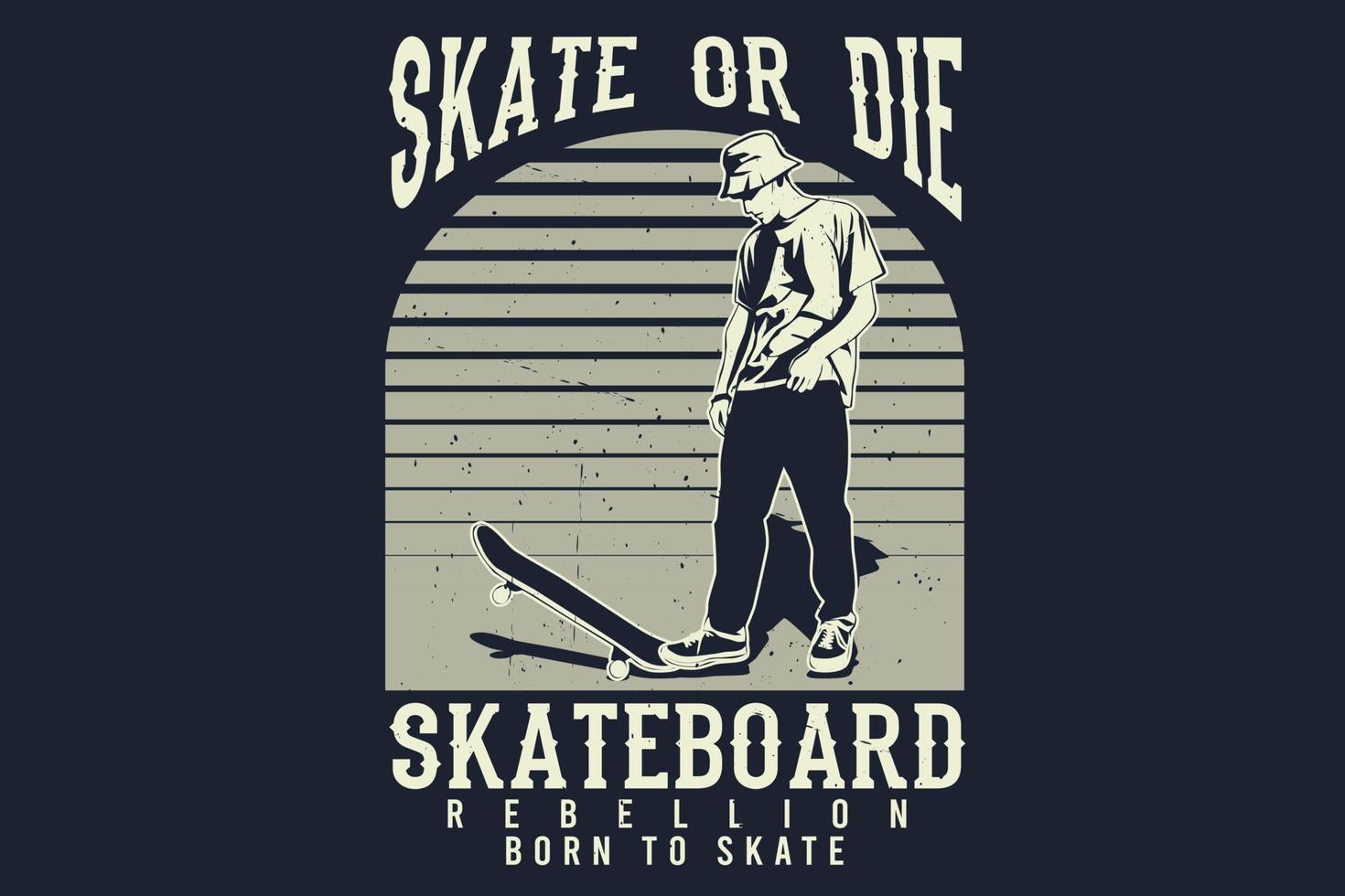 Skate oder die Skateboard-Rebellion geboren, um Silhouette-Design zu skaten vektor