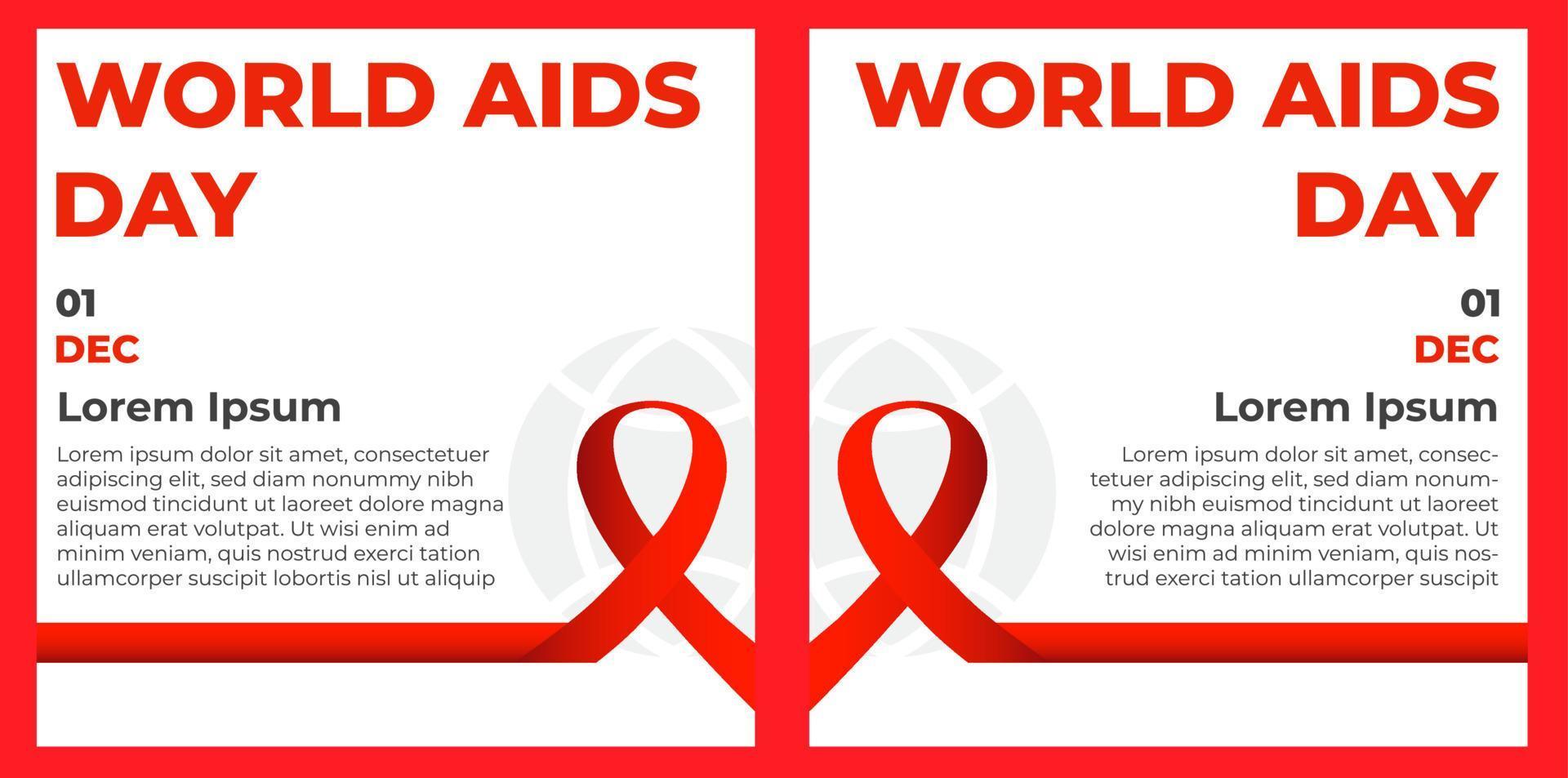 Set von Social-Media-Beiträgen zum Welt-Aids-Tag. vektor