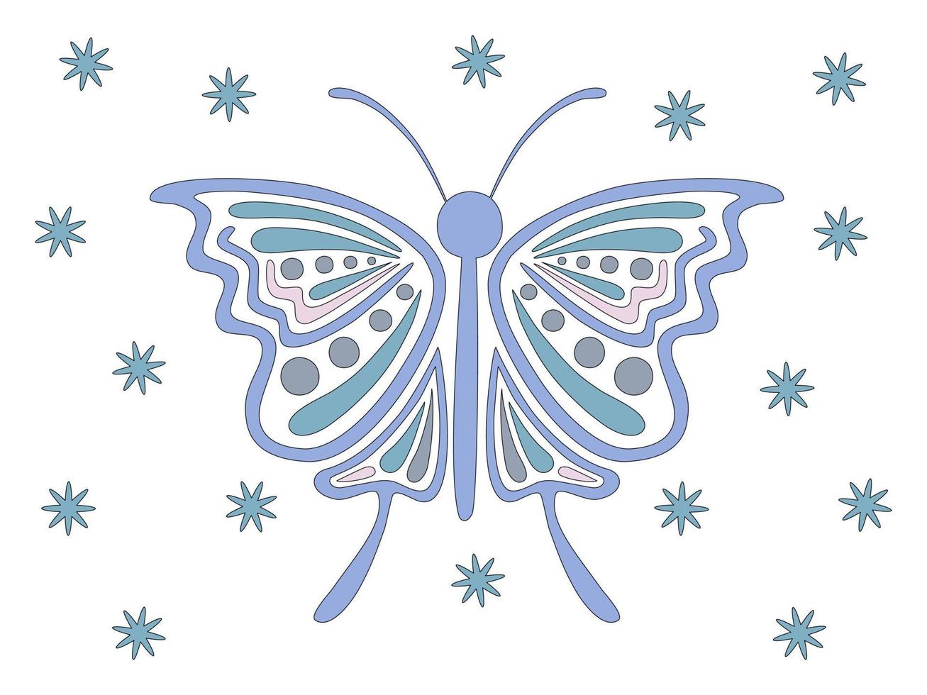 Sammlung von Schmetterlingen in Pastelltönen im Doodle-Stil vektor