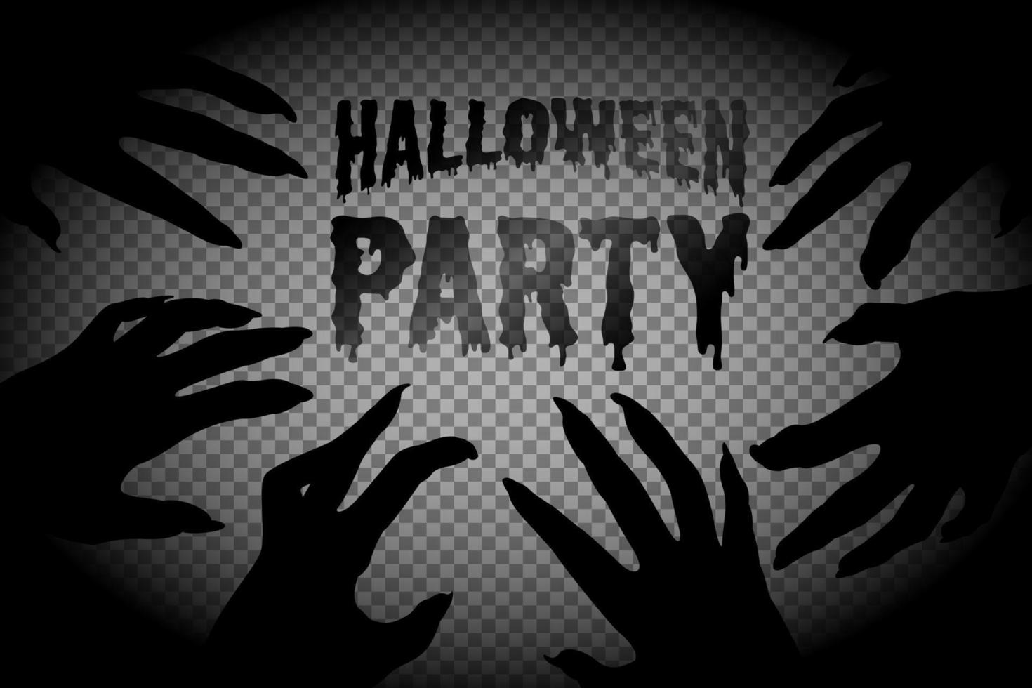 Halloween, Zombiehände. rechteckiger Rahmen mit einer Silhouette der Hände eines Zombies und der Toten. aus Papier geschnitzt. vektor