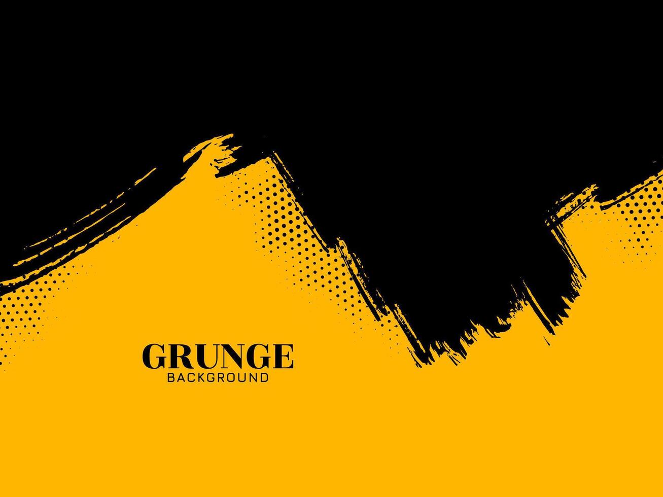 svart borsta stroke grunge textur gul bakgrund design vektor