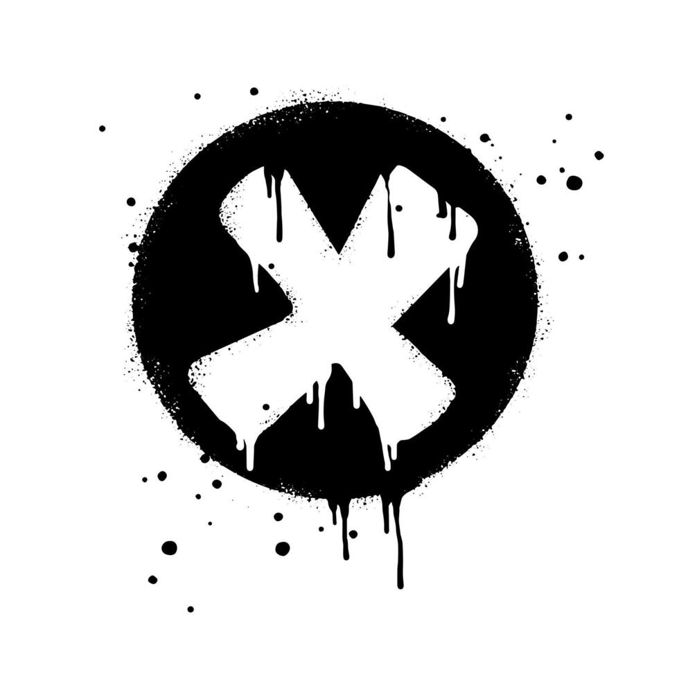 sprühlackiertes Graffiti-Häkchen in Schwarz auf Weiß. x-Symbol. isoliert auf weißem Hintergrund. Vektor-Illustration vektor