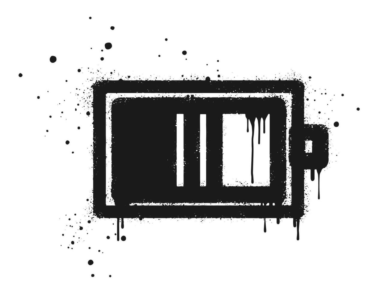 klotter element batteri bar ikon. spray målad graffiti batteri bar symbol i svart över vit. isolerat på vit bakgrund. vektor illustration
