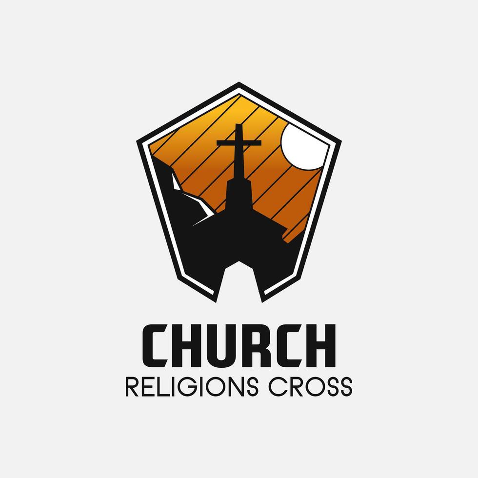 Kirche Kreuz Logo. einfach Religion Vektor Design. isoliert mit Sanft Hintergrund.