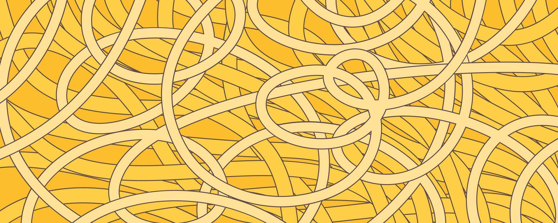 Nudel Ramen Muster Hintergrund. Pasta Essen Textur Spaghetti geometrisch. abstrakt Ramen Ornament. eben Vektor Illustration. Welle Textur Hintergrund