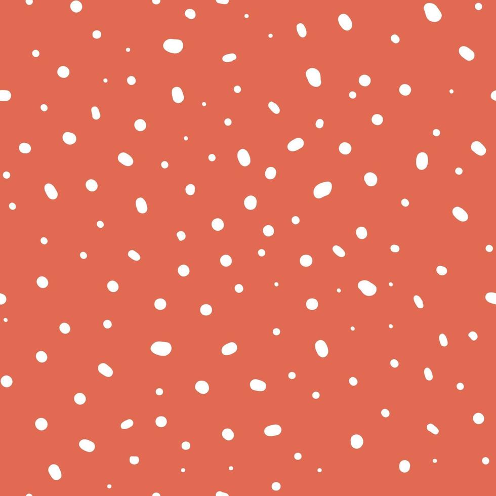 Vektor weiße handgezeichnete Punkte auf rotem Hintergrund nahtlose Muster. süße Illustration für Textilien oder Tapeten