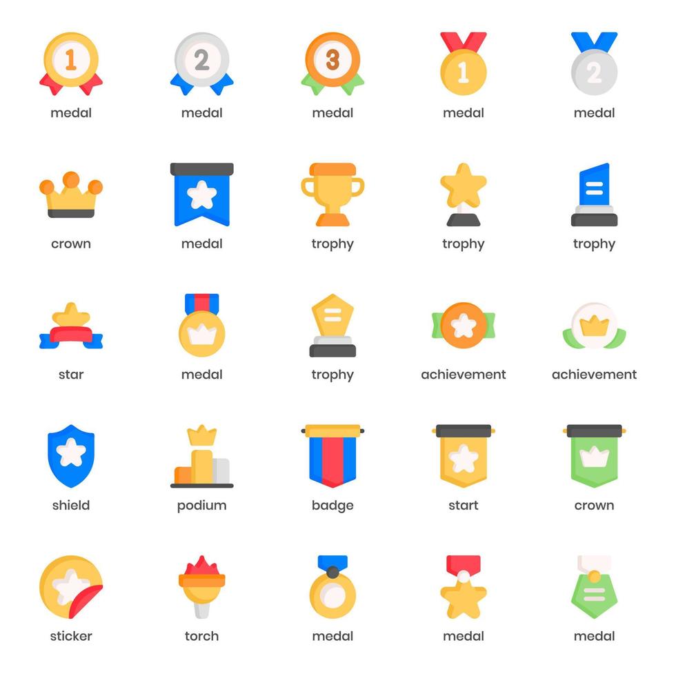 Award-Icon-Pack für Ihr Website-Design, Logo, App, Benutzeroberfläche. Symbolentwurf zu vergeben. Vektorgrafiken und bearbeitbare Striche. vektor