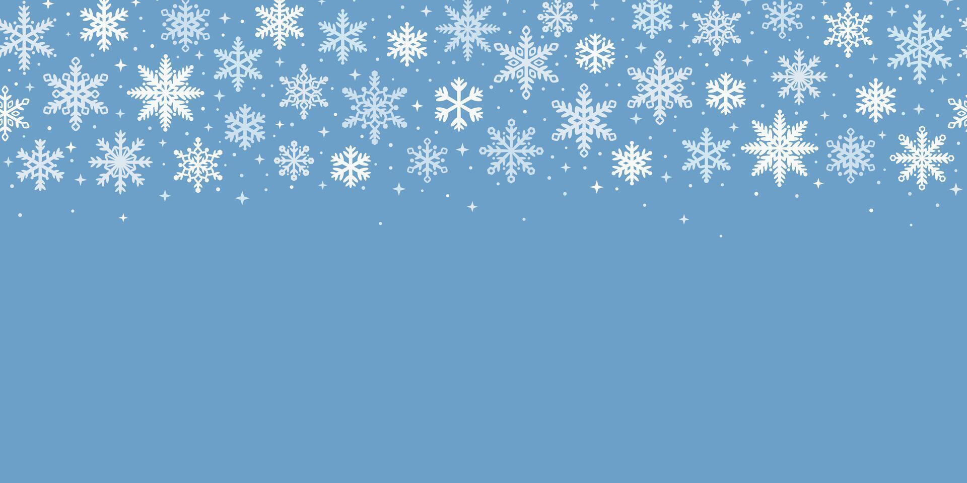 Blau Schneeflocke Vektor Hintergrund, Schnee Konfetti Hintergrund, elegant Urlaub Banner zum Winter Feierlichkeiten mit Sterne