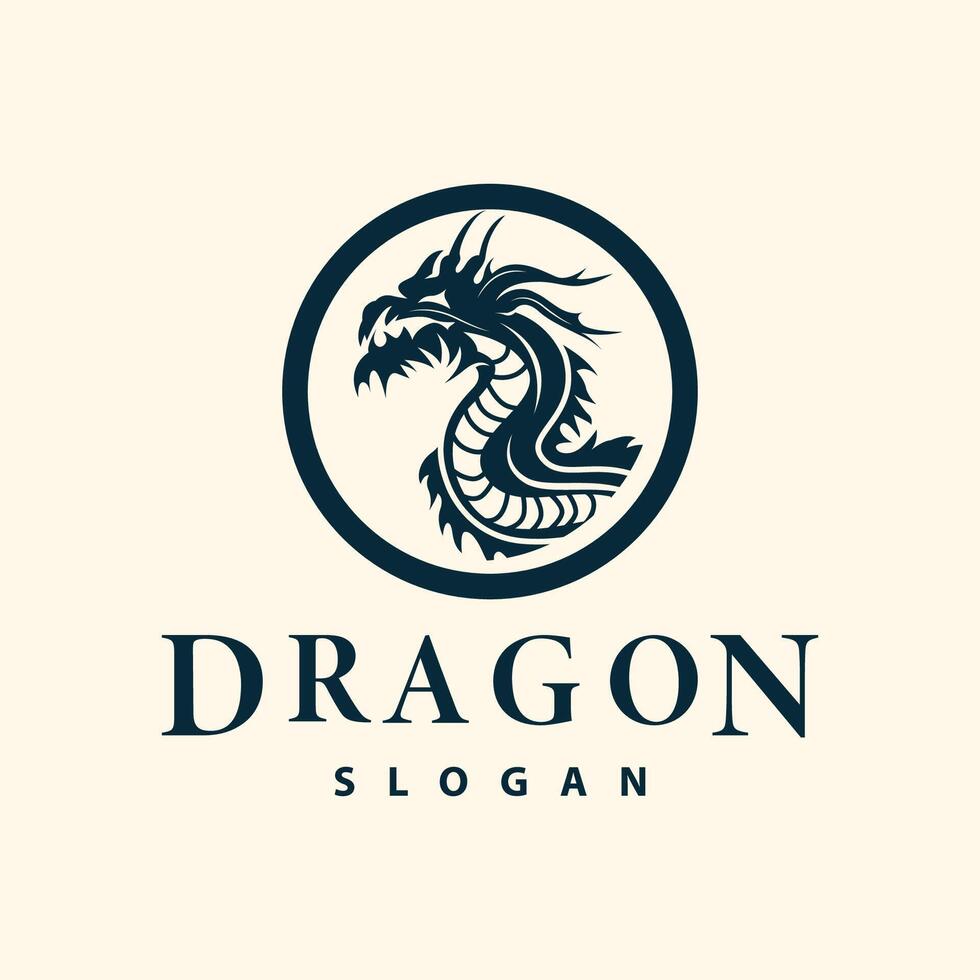 Drachen Logo einfach Design Tier Legende Drachen Silhouette Illustration Vorlage vektor
