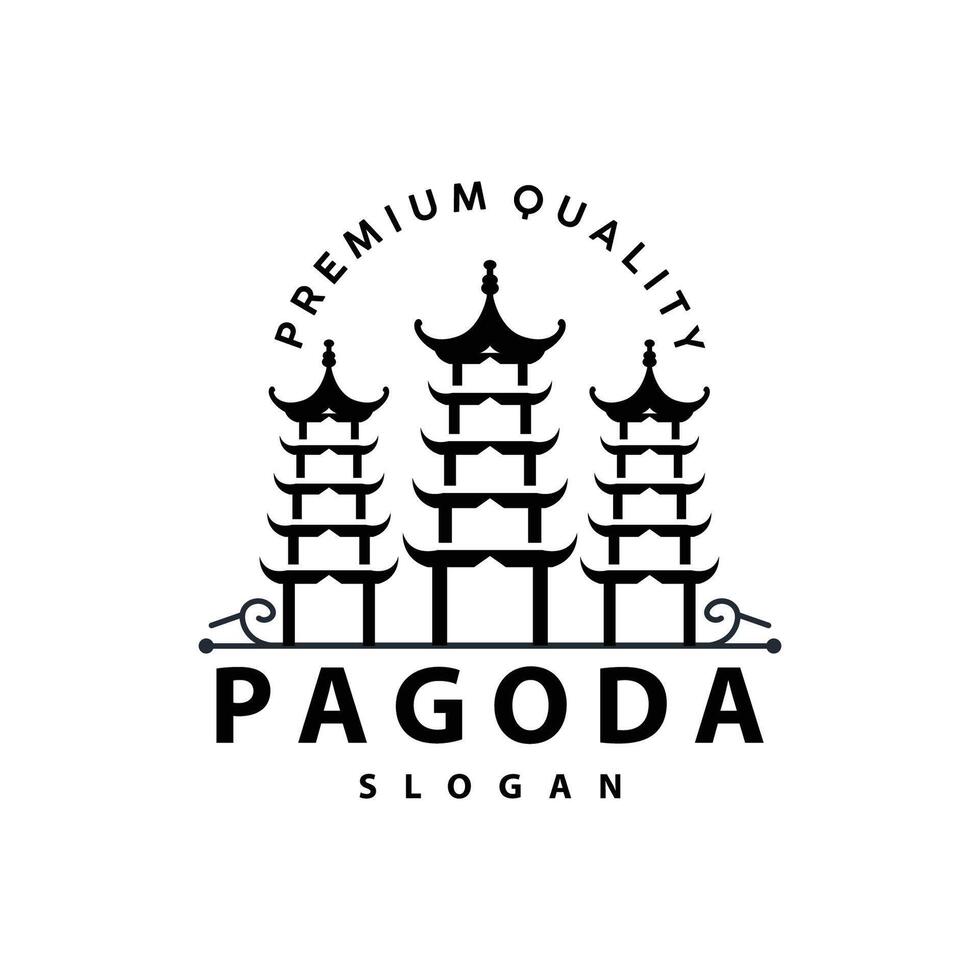 Buddhist Kultur Gebäude Pagode Logo Vektor Jahrgang Design einfach minimalistisch Illustration