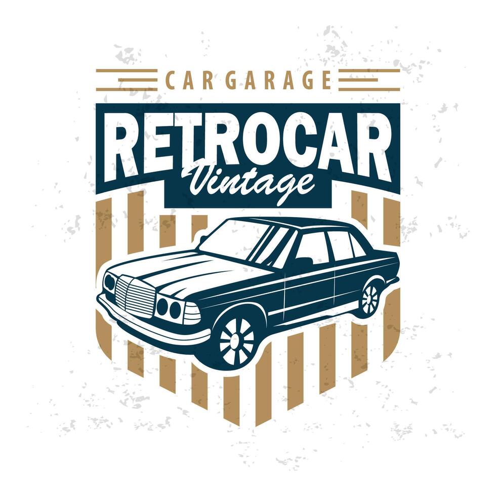 klassisch Auto Logo Design Abzeichen Briefmarke Vektor Fahrzeug Muskel Auto alt Jahrgang retro Vorlage Illustration