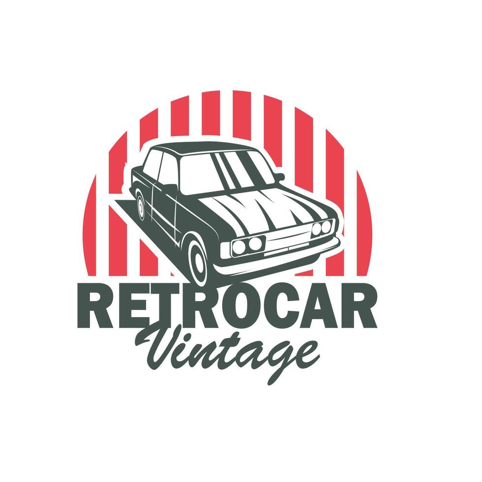 klassisk bil logotyp design bricka stämpel vektor fordon muskel bil gammal årgång retro mall illustration