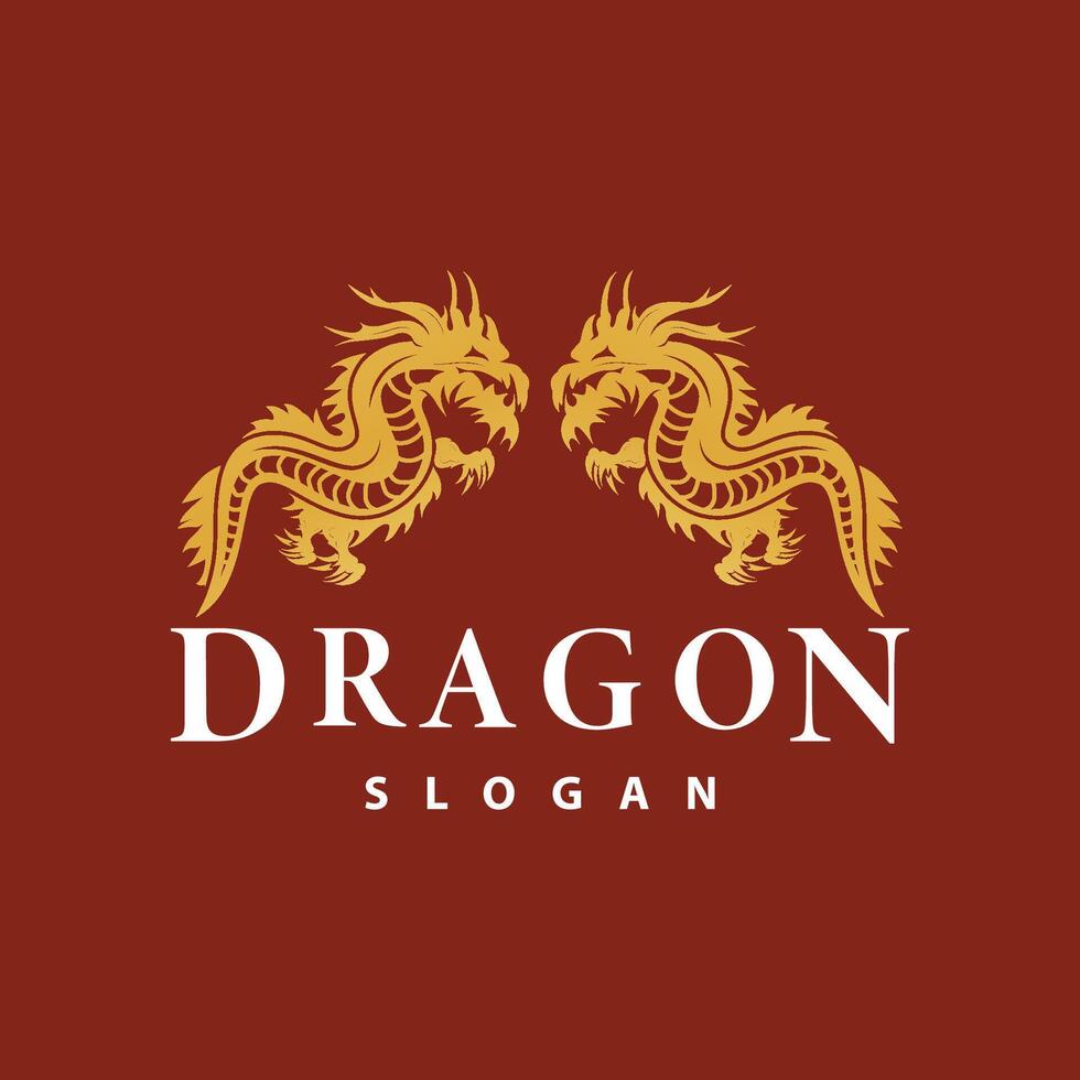 Drachen Logo einfach Design Tier Legende Drachen Silhouette Illustration Vorlage vektor