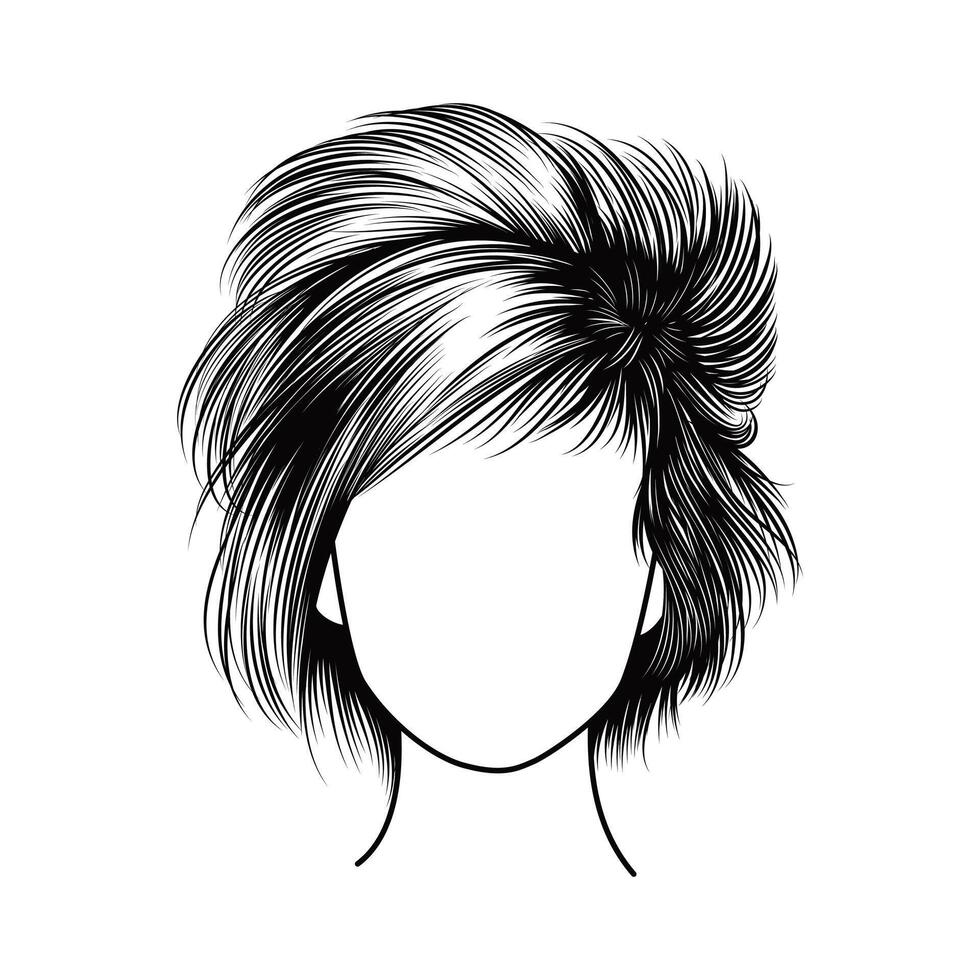 detailliert Linie Kunst von Damen Haar vektor