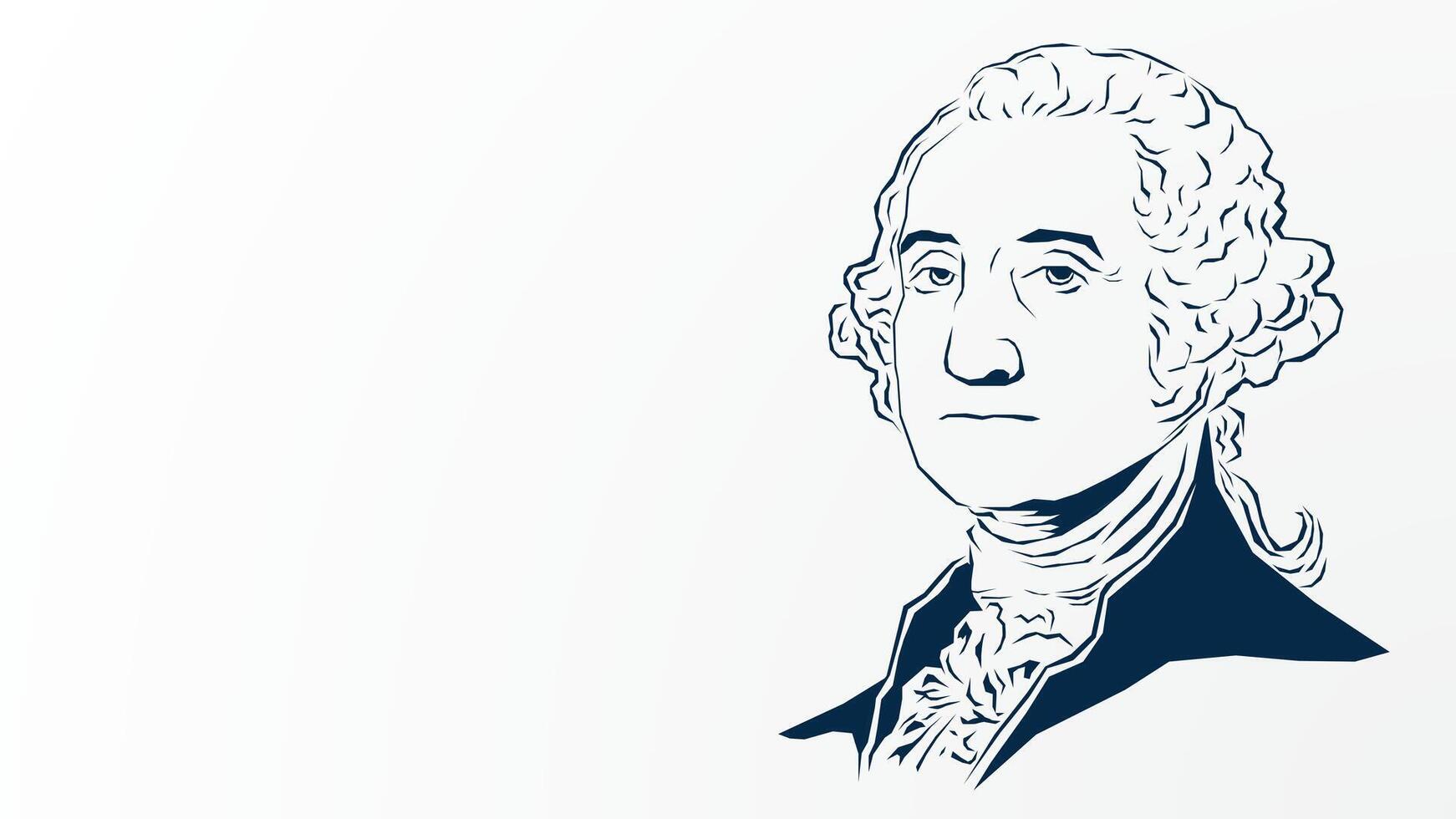 George Washington Vektor Illustration Hintergrund, Banner, und poster.vektor Illustration mit Blau Farbe, Weiß Hintergrund und Kopieren Raum Bereich