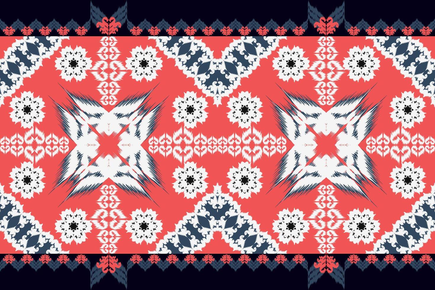 digital etnisk abstrakt, broderi, paisley, vit blomma motiv på traditionell röd bakgrund. designad för mattor, silke, halsdukar, dekorationer, kuddar, trasa. vektor