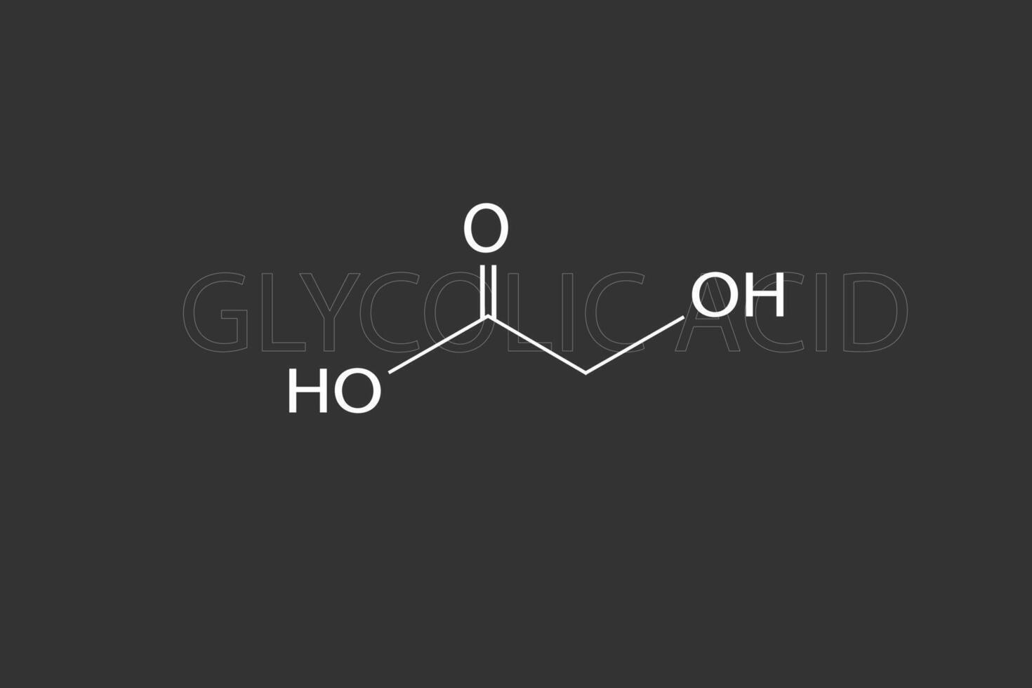 glykolisk syra molekyl skelett- kemisk formel vektor