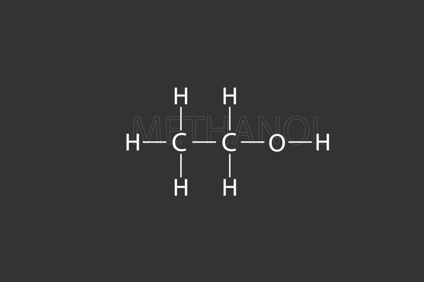 metanol molekyl skelett- kemisk formel vektor