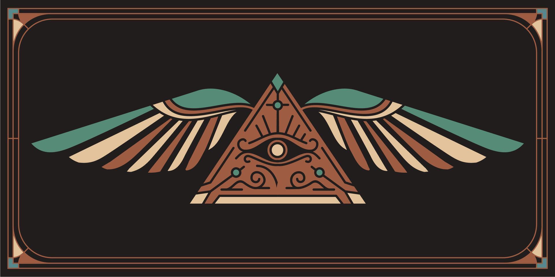 öga av horus med helig scarab vingar vägg konst design i översikt design. egyptisk konst design illustration tapet vektor