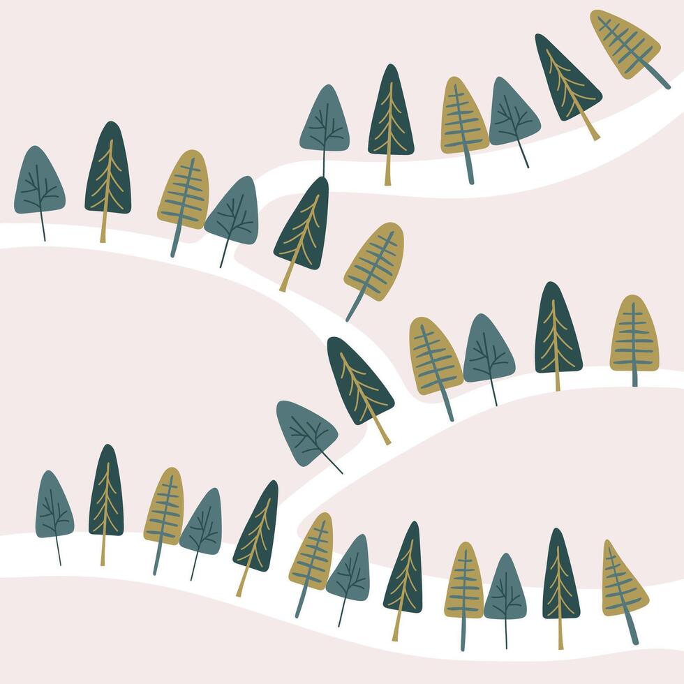 Wald Hintergrund. laubabwerfend Bäume, Nadelbäume, Fichte, Tanne Baum, Kiefer vektor