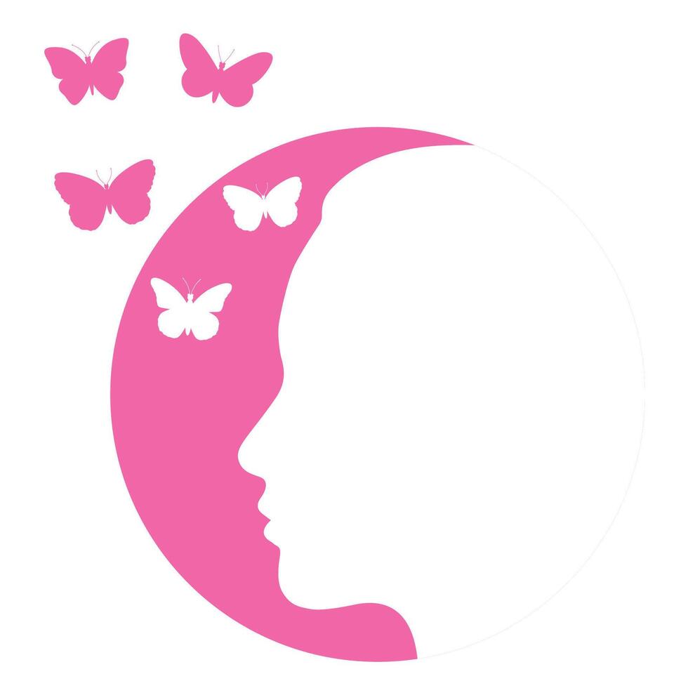Silhouette von ein Mädchen mit Schmetterlinge vektor