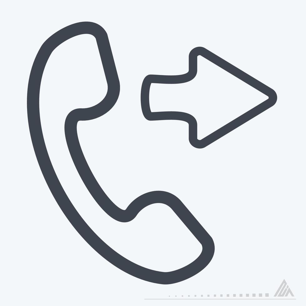 ikon telefon utgående - linjestil vektor