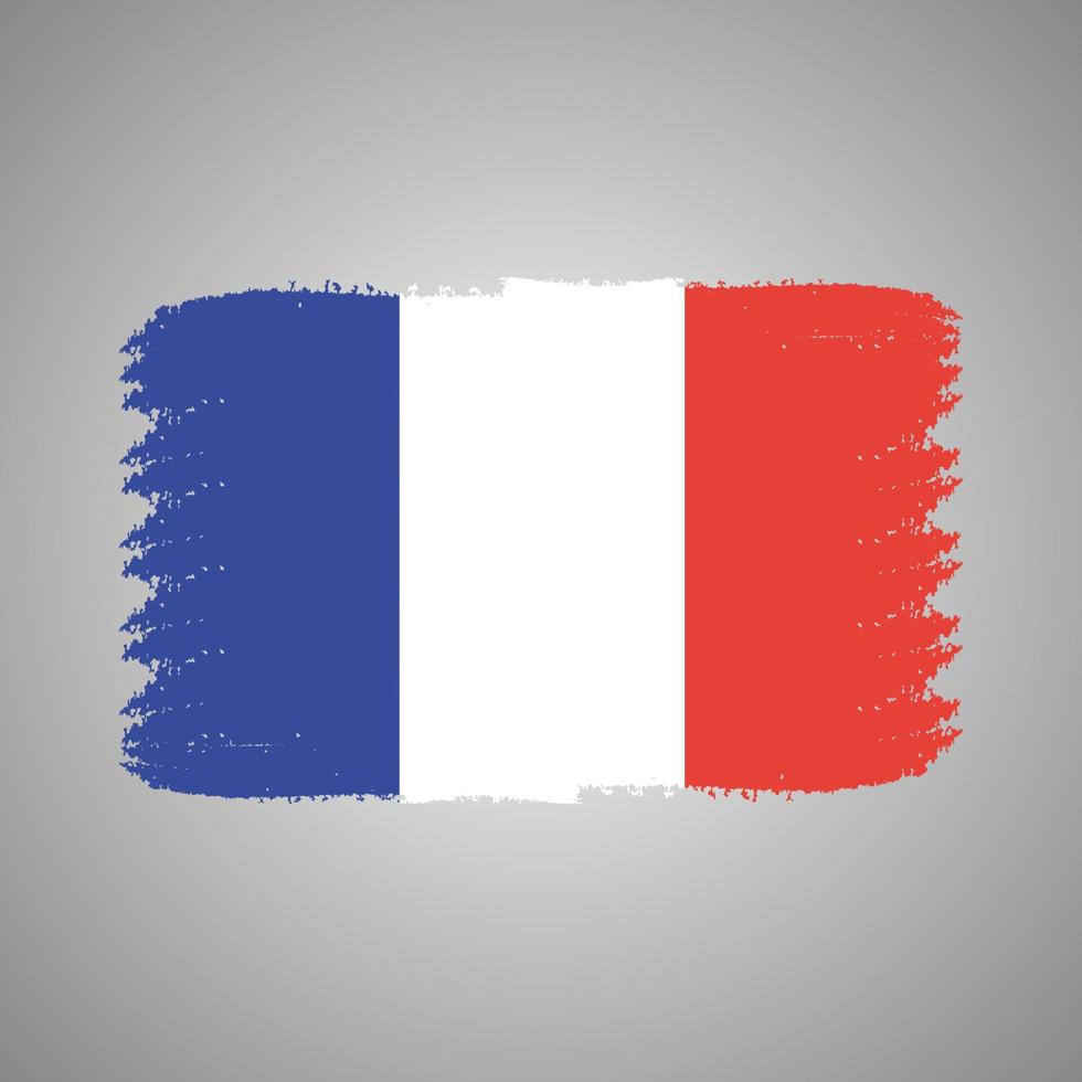 Frankrike flagga med akvarell målad pensel vektor