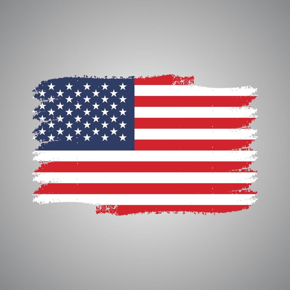 Förenta staternas flagga med akvarellmålad pensel vektor