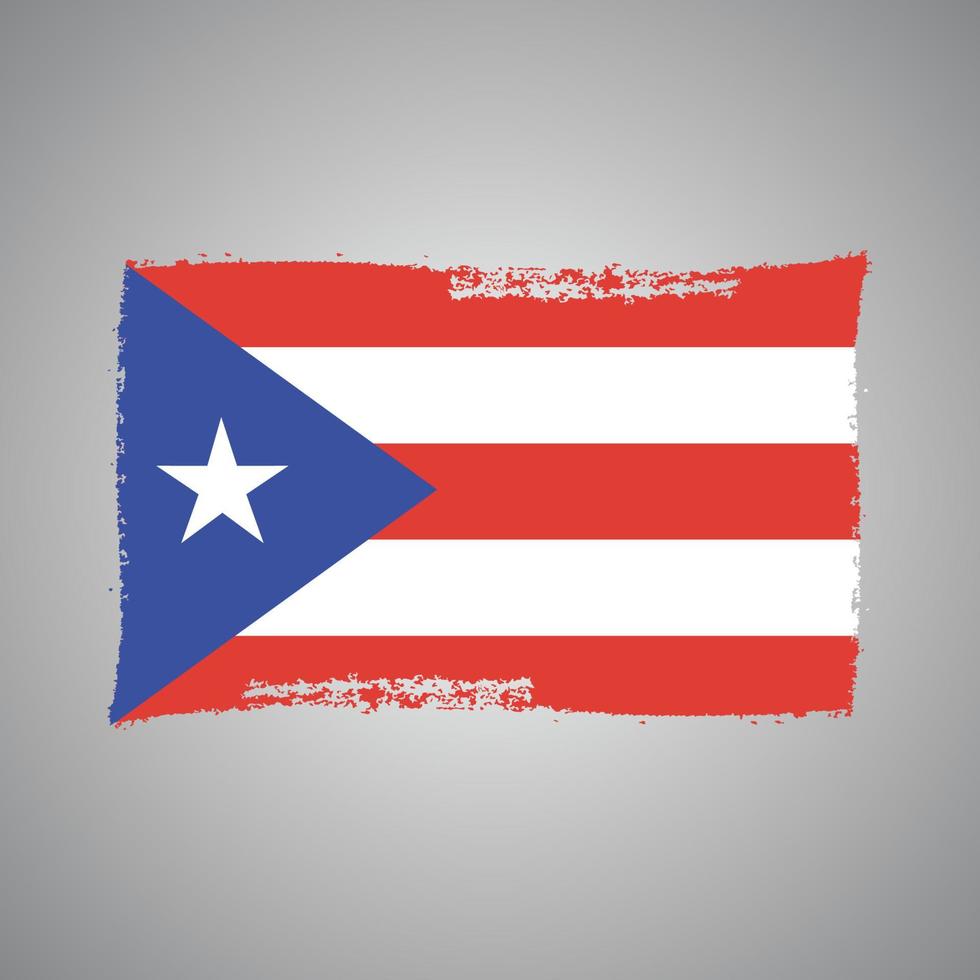 puerto rico flagge mit aquarell gemaltem pinsel vektor