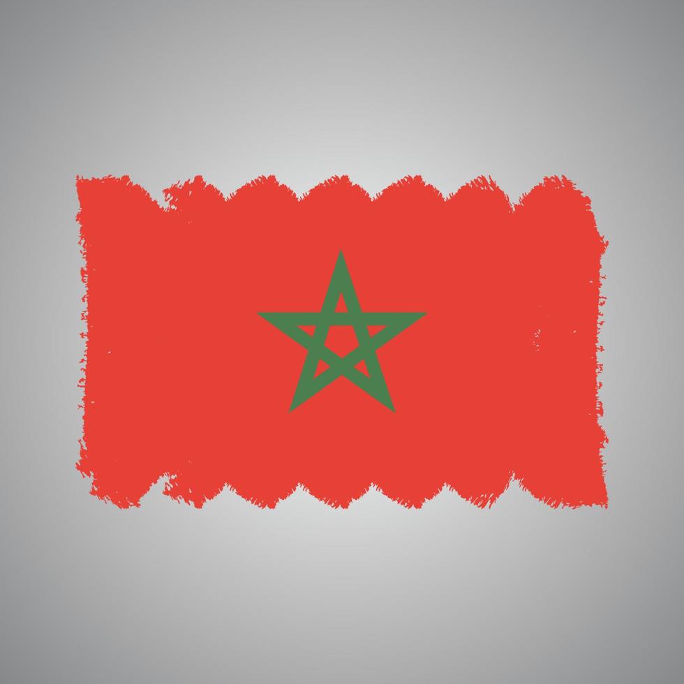 Marockos flagga med akvarell målad pensel vektor