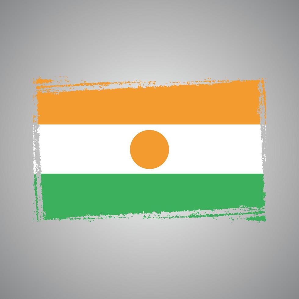 niger flagge mit aquarell gemaltem pinsel vektor